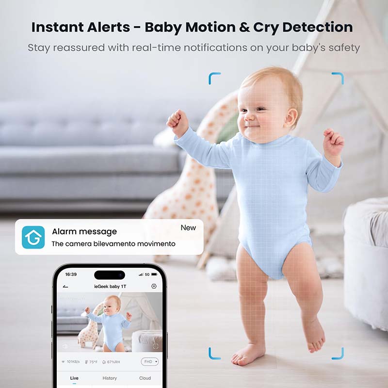 ieGeek Baby Monitor with 2K Ca – обзор и цена Audio Detect Music