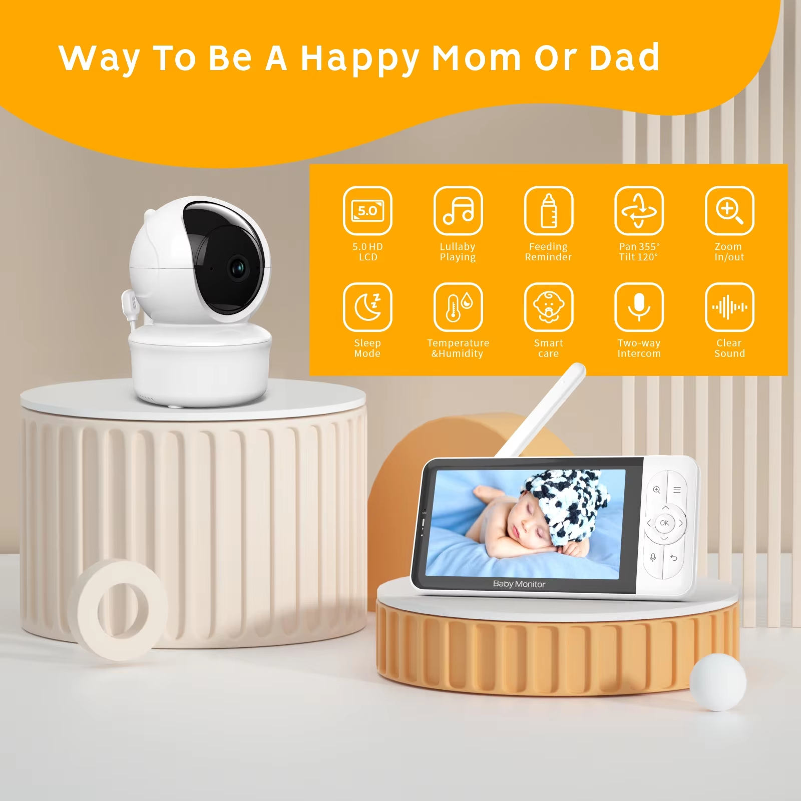 Babystar 5-inch Tuya baby moni – обзор и цена Audio Detect Music
