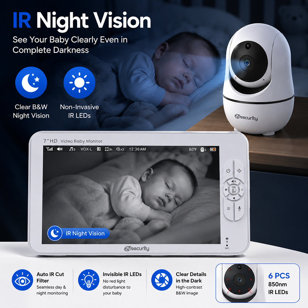 7 Inch Split-Screen Baby Monit – обзор и цена Audio Detect Music