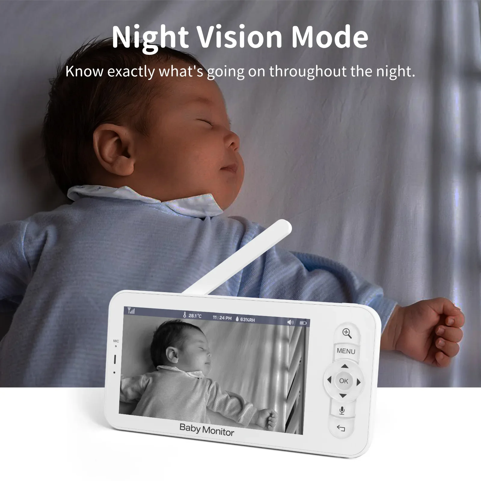 Baby Monitor HD 5 Inch LCD Two – обзор и цена Audio Detect Music