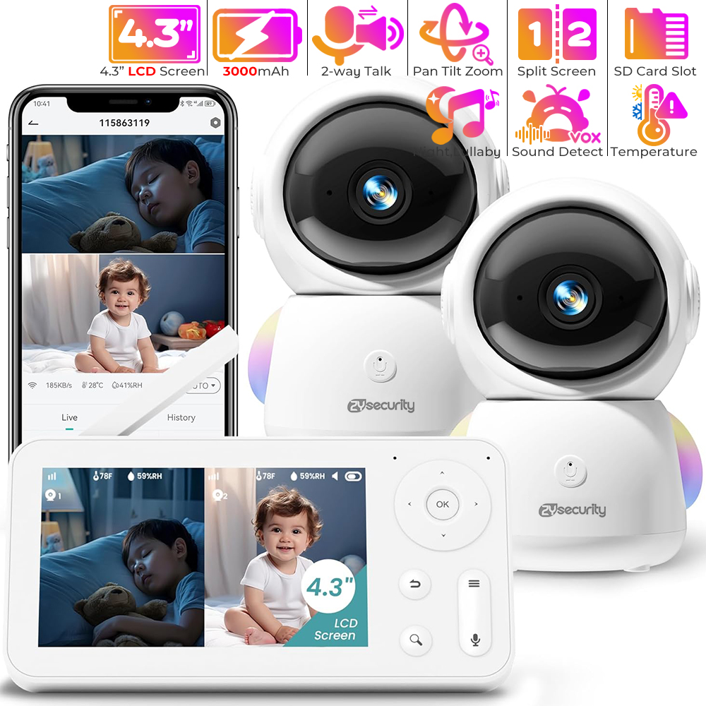 2K Baby Monitor with 2 Cameras – обзор и цена Audio Detect Music